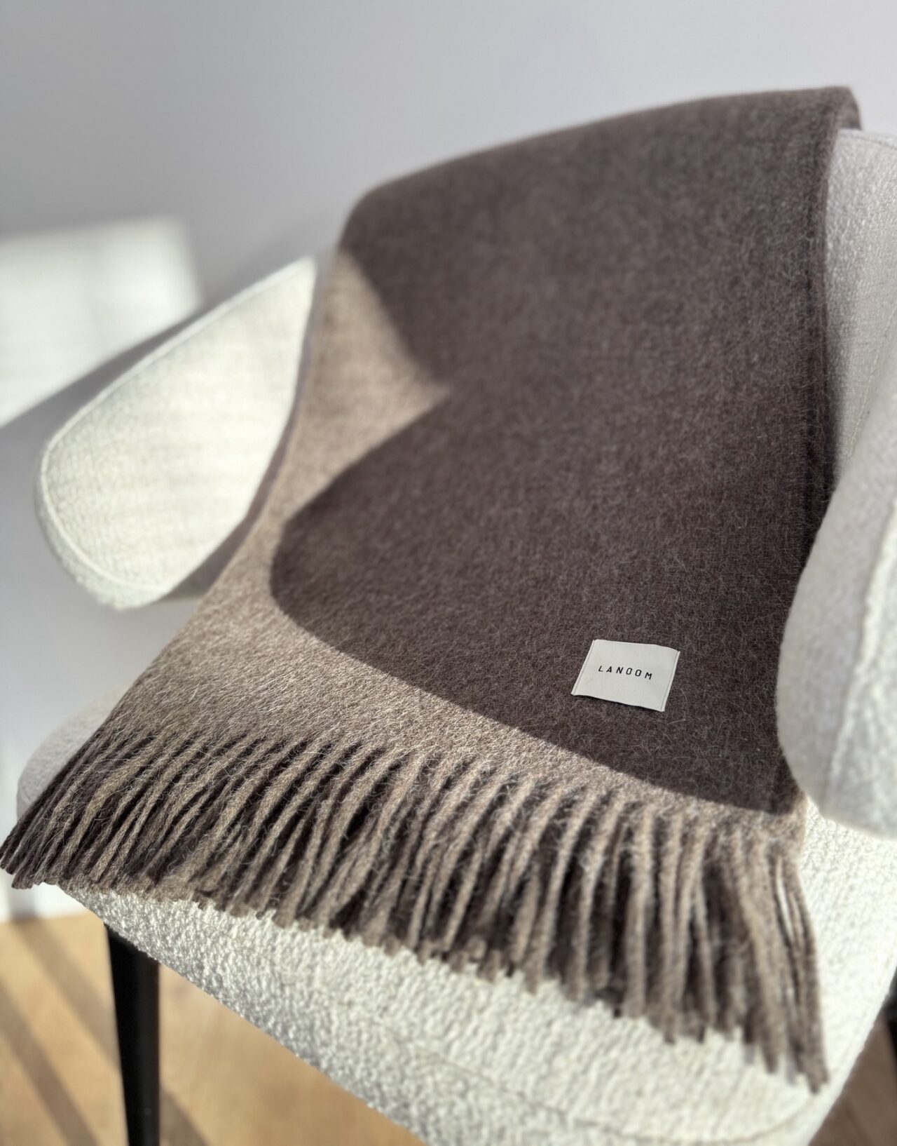 Brązowy koc z alpaki i wełny