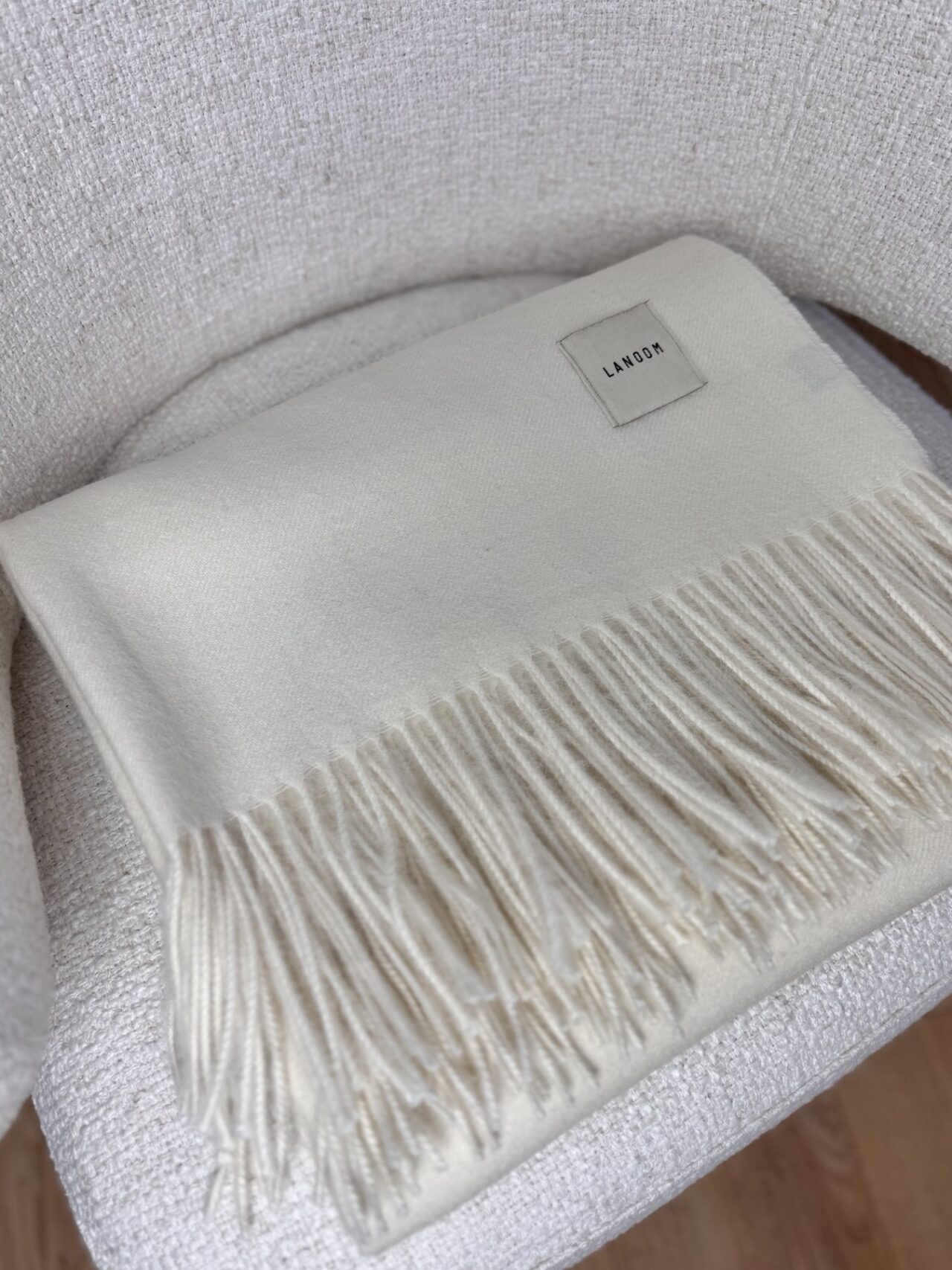 Cienki koc z alpaki 100% baby alpaca ecru