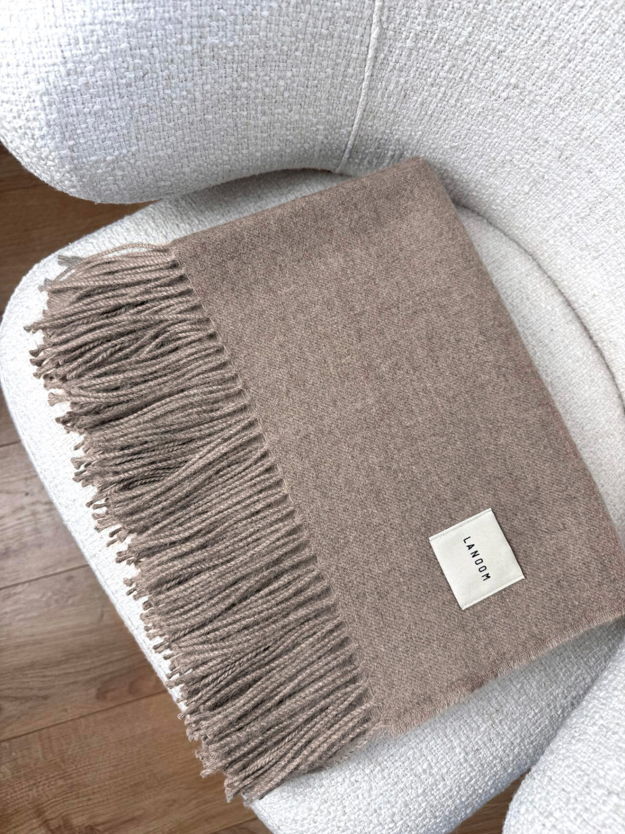 Cienki koc z alpaki 100% baby alpaca jasny brąz