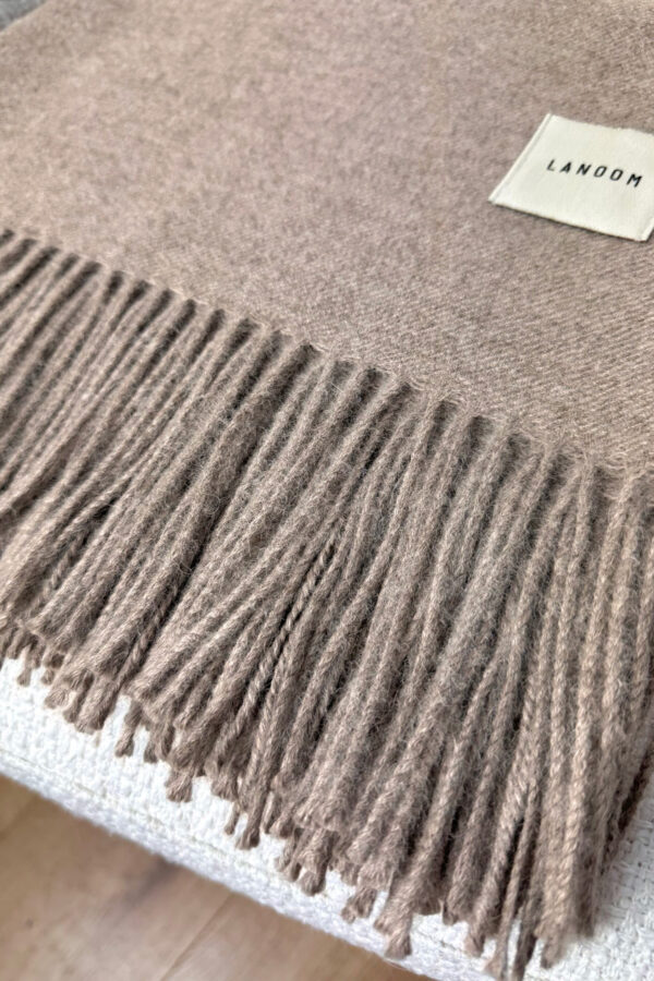 Cienki koc z alpaki 100% baby alpaca jasny brąz