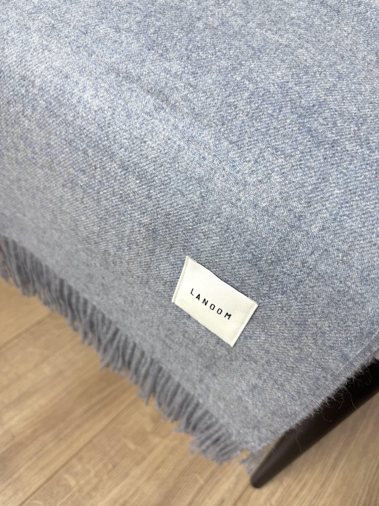 Cienki koc z alpaki 100% baby alpaca niebieski 1