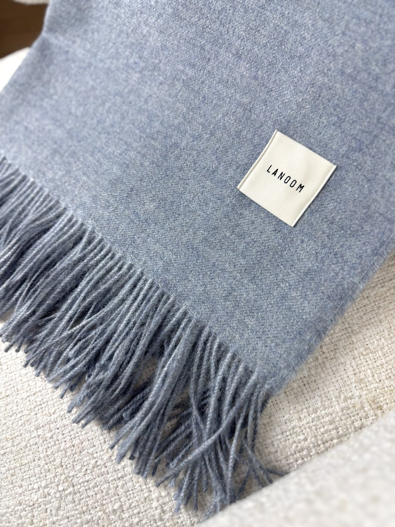 Cienki koc z alpaki 100% baby alpaca niebieski 5