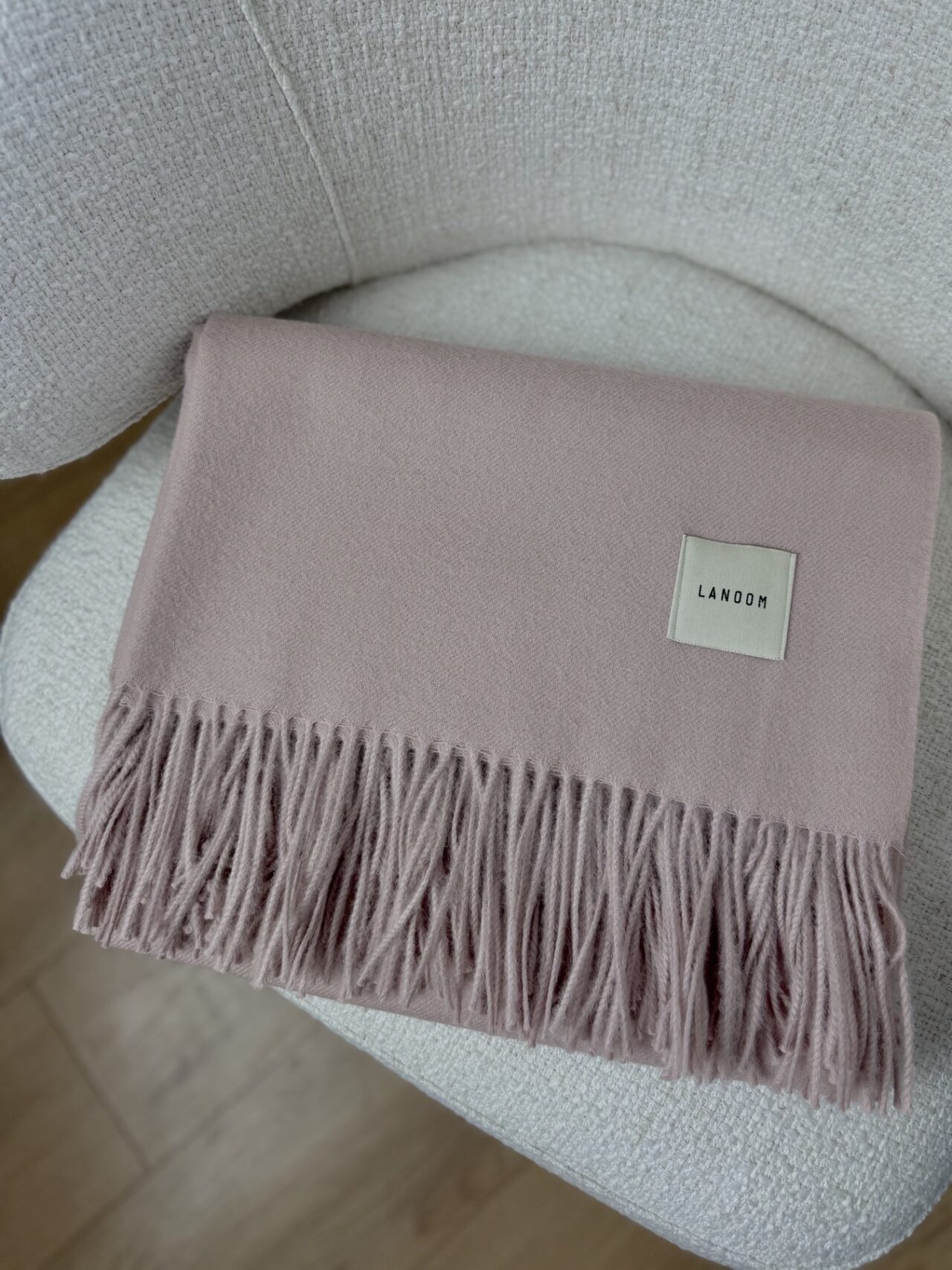 Cienki koc z alpaki 100% baby alpaca pudrowy róż