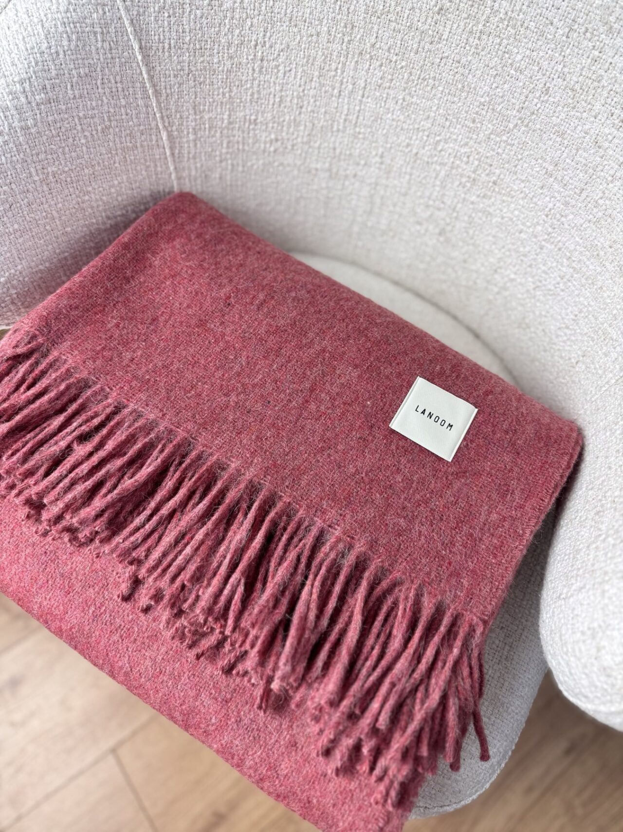 Duży koc z alpaki bordowy