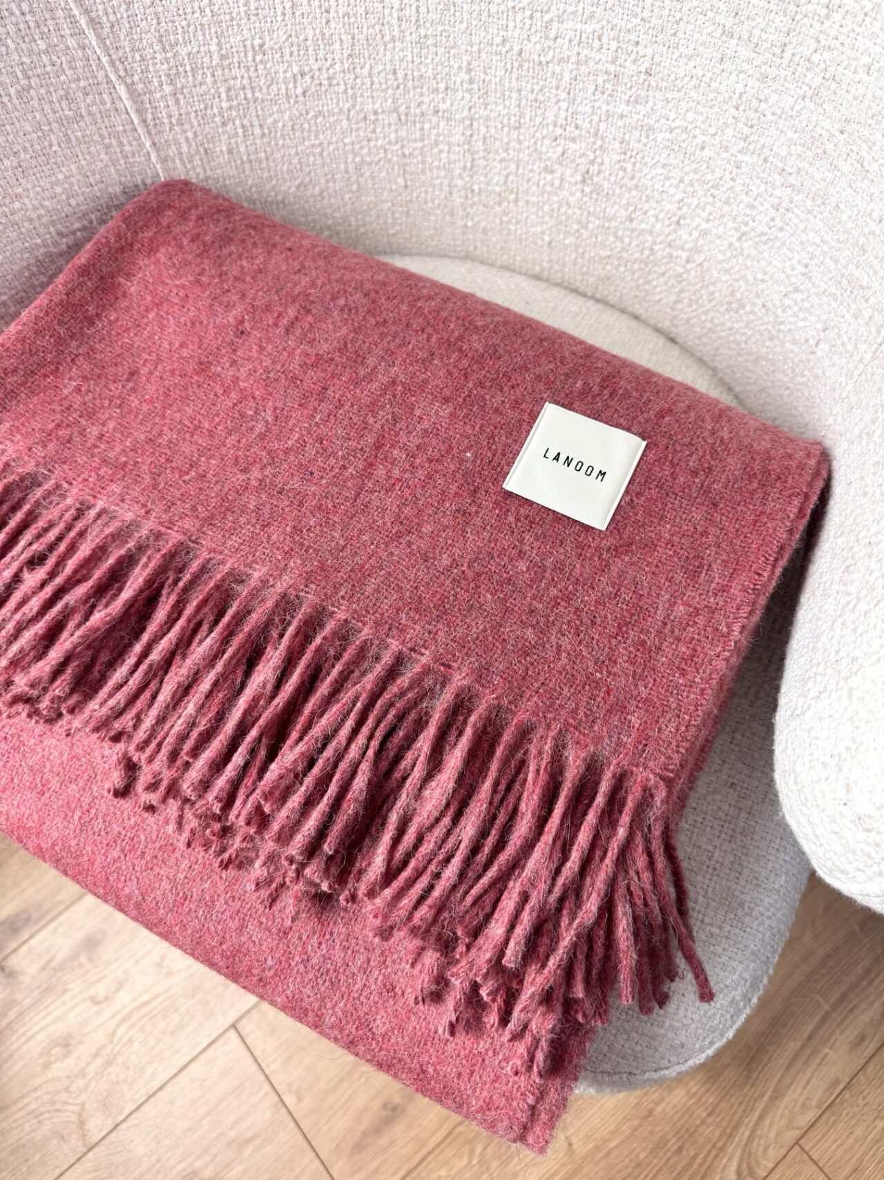 Duży koc z alpaki bordowy