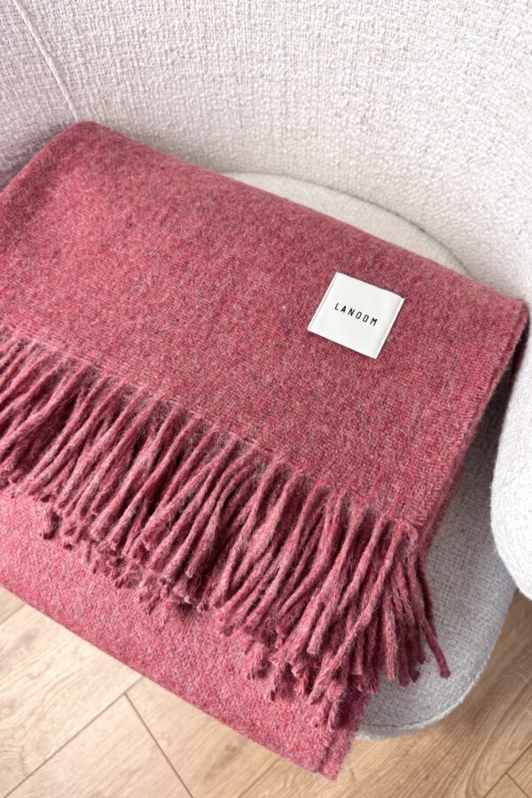 Duży koc z alpaki bordowy 2