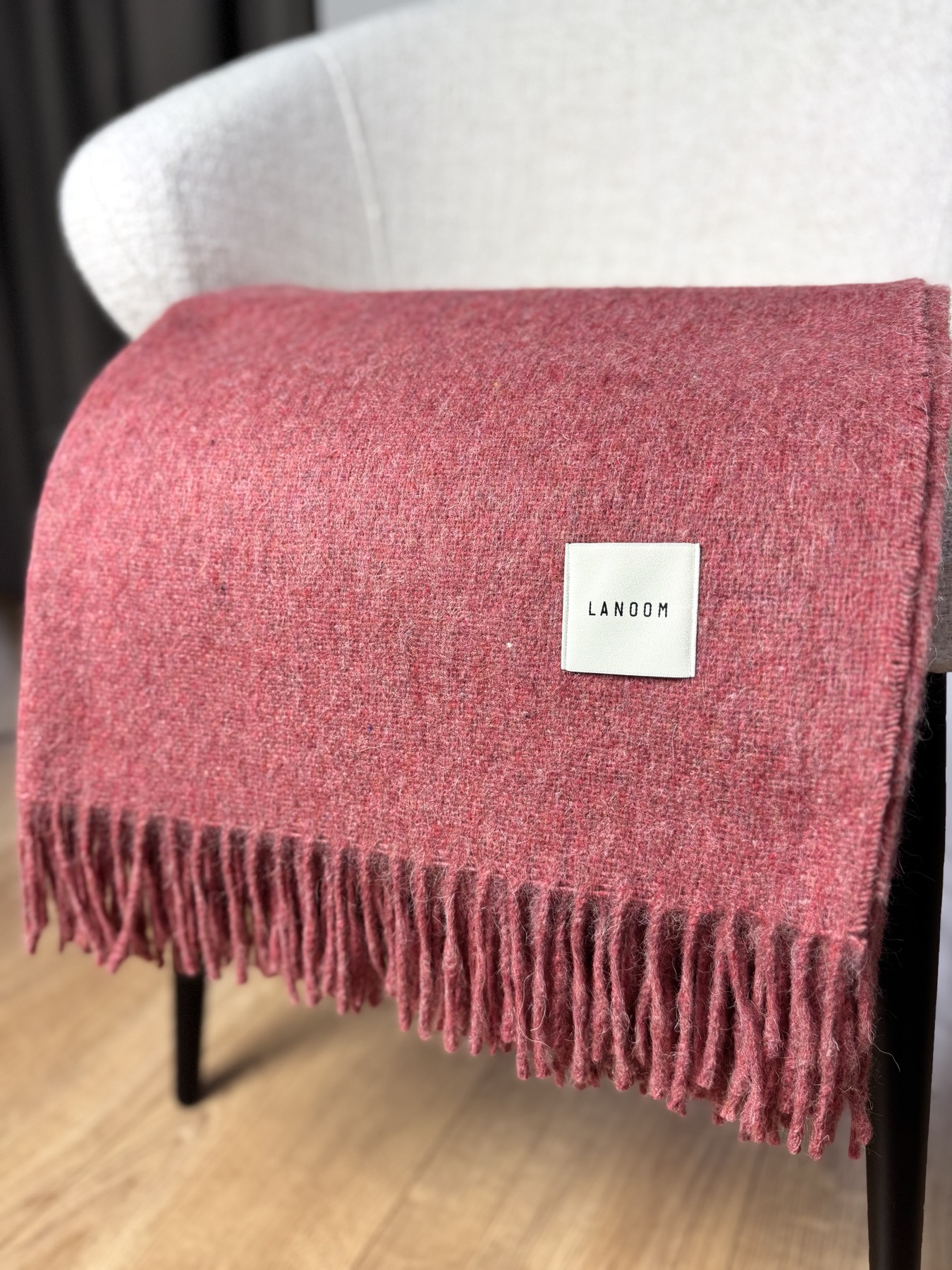 Duży koc z alpaki bordowy